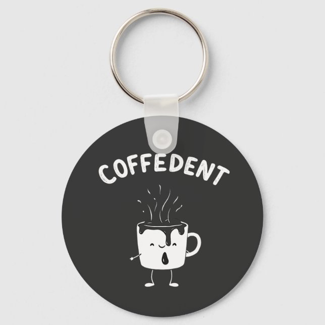 Coffedent Funny Kawaii Caffeine Cup Lovers  Keychain (Front)
