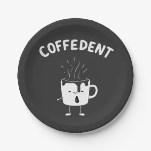 Coffedent Funny Kawaii Caffeine Cup Lovers Paper Plate