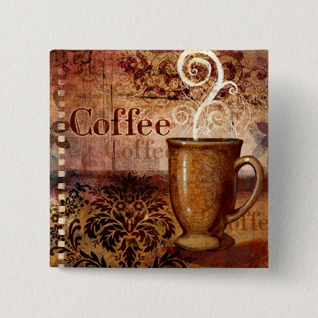 Coffee 2 Inch Square Button (Front)