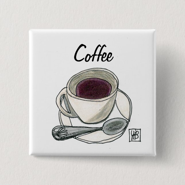 Coffee 2 Inch Square Button (Front)