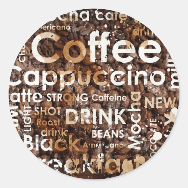 Coffee 3 Round Sticker, Large, 3 inch (sheet of 6) Classic Round Sticker (Front)