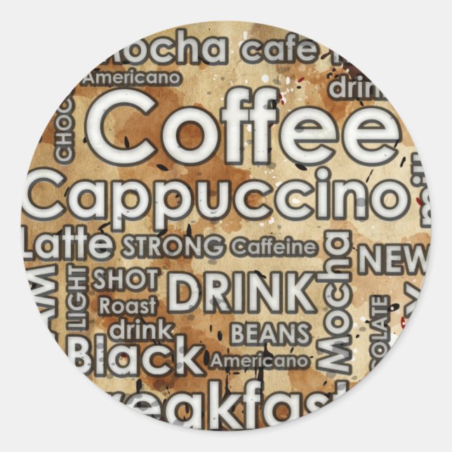 Coffee 4 Sticker, Glossy,  3 inch (sheet of 6) Classic Round Sticker (Front)