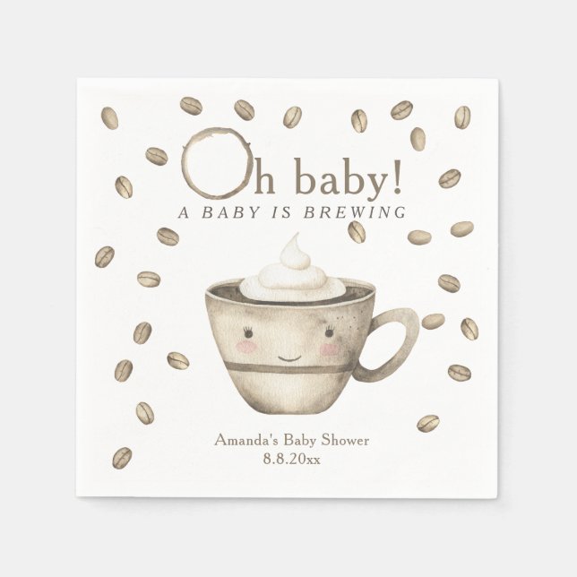 Coffee A baby is brewing Baby shower  Napkin (Front)