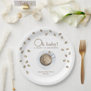 Coffee A baby is brewing Baby shower Paper Plate