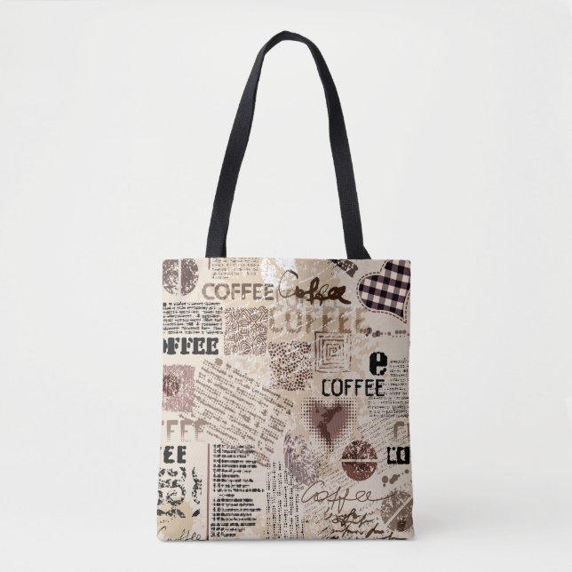 Coffee. Abstract coffee pattern on brown backgroun Tote Bag (Front)