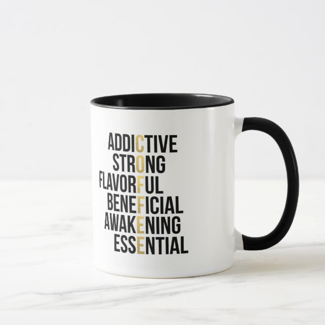 Coffee Acronym black typography Mug (Right)