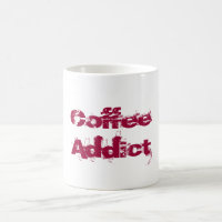 Coffee Addict in Red Grunge Font