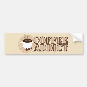 Coffee Addict Mug and Beans Bumper Sticker