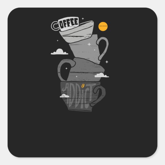 Coffee Addict Square Sticker (Front)