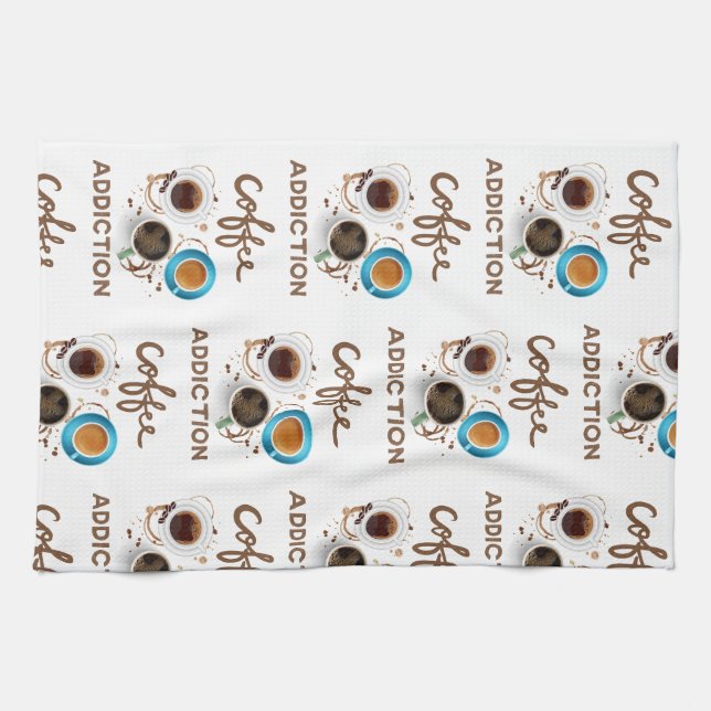 coffee addiction kitchen towel (Horizontal)