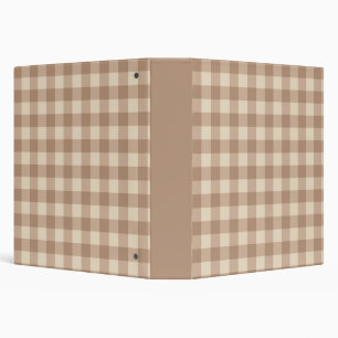 Coffee Aesthetic Beige and White Gingham Pattern Binder