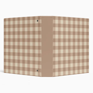 Coffee Aesthetic Beige and White Gingham Pattern Binder