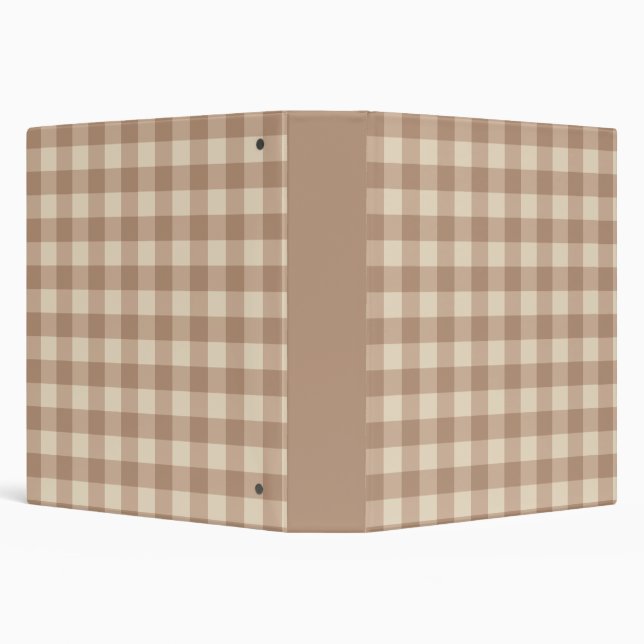 Coffee Aesthetic Beige and White Gingham Pattern Binder (Background)