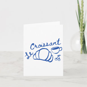 Coffee &amp; Croissant French Retro Graphic Vintag Card
