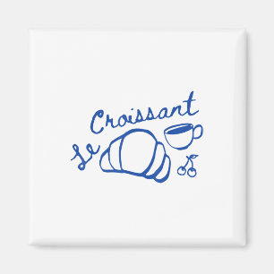 Coffee &amp; Croissant French Retro Graphic Vintag Magnet