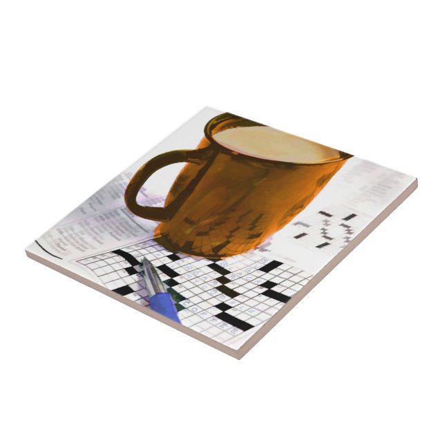Coffee and a Crossword Puzzle Tile (Side)