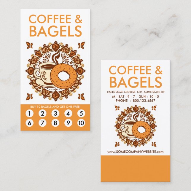 Coffee and Bagels Loyalty Punch Card (Front/Back)