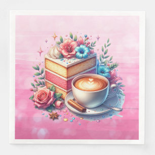 Coffee and Birthday Cake Personalized Napkin