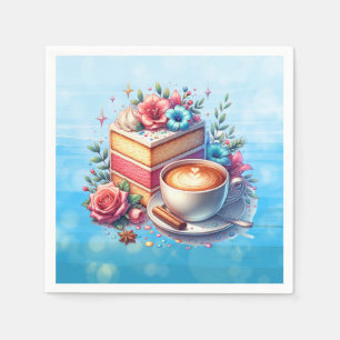 Coffee and Birthday Cake Personalized Napkin