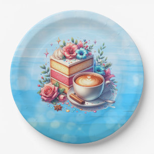 Coffee and Birthday Cake Personalized Paper Plate