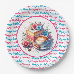 Coffee and Birthday Cake Personalized Paper Plate