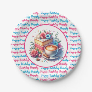 Coffee and Birthday Cake Personalized Paper Plate