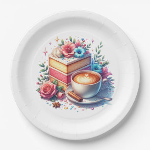 Coffee and Birthday Cake Personalized Paper Plate