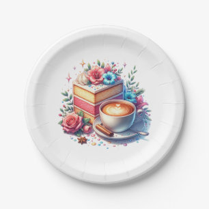 Coffee and Birthday Cake Personalized Paper Plate