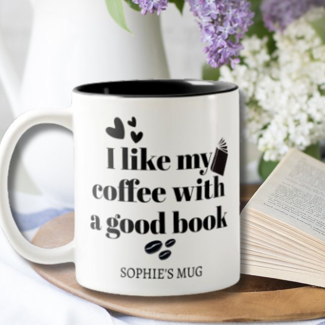 Coffee and Book Lover Personalized  Two-Tone Coffee Mug (Creator Uploaded)