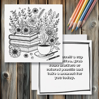Coffee and Books | Adult Colouring Page