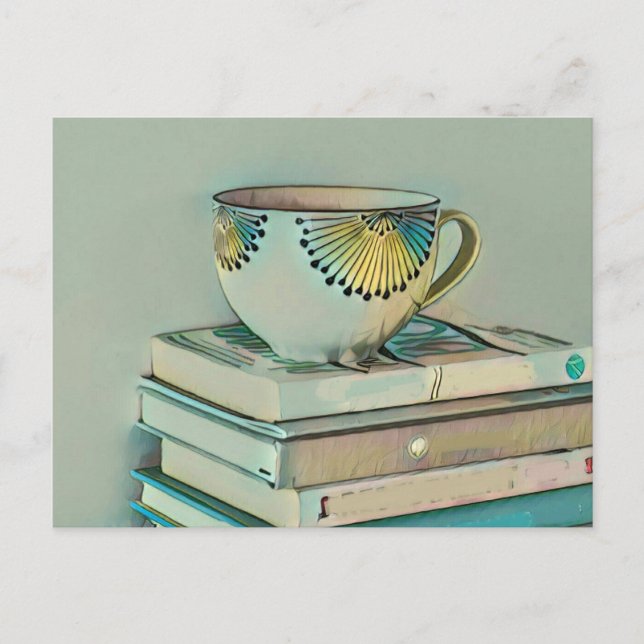 Coffee and books lovers gift postcard (Front)