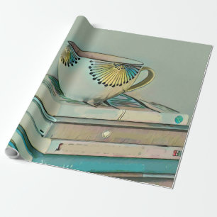 Coffee and books lovers gift wrapping paper