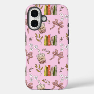 Coffee and Books Pattern iPhone Case   Cozy Reader
