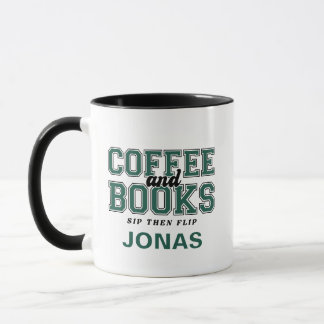 Coffee and Books Sip Then Flip Bookworm Green Mug
