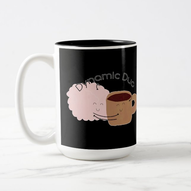 Coffee and Brain are the Dynamic Duo! Two-Tone Coffee Mug (Left)