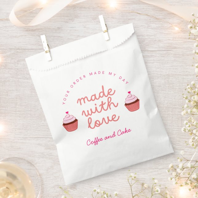 Coffee and Cake Made with love Cupcake  Favour Bag (Clipped)