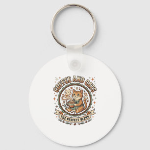 Coffee And Cats Cat Coffee Vintage Vector Art Shir Keychain