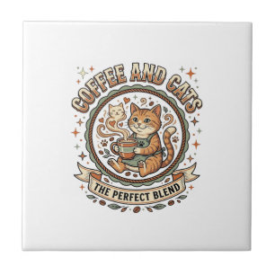 Coffee And Cats Cat Coffee Vintage Vector Art Shir Tile