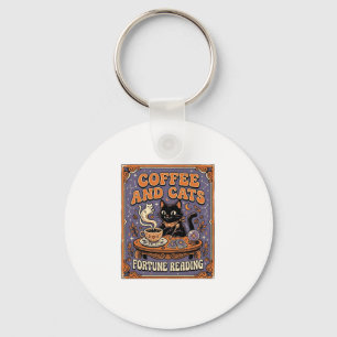 Coffee And Cats Cat Tea Leaves Coffee Fortune Read Keychain