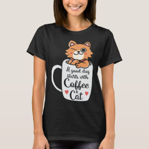 Coffee and Cats   Cute Cat Owner Cat  Cat Mom T-Shirt