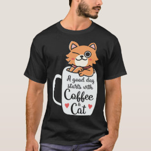 Coffee and Cats Cute Cat Owner Cat Cat Mom T-Shirt