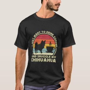 Coffee And Chihuahua Funny Long Haired Hair Chiwaw T-Shirt