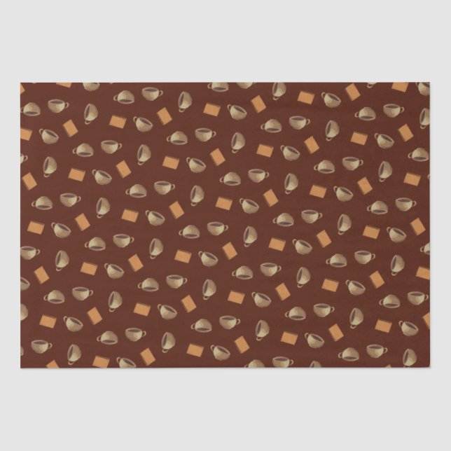   Coffee and Chocolate Biscuits Pattern Brown Food Tissue Paper (Front)