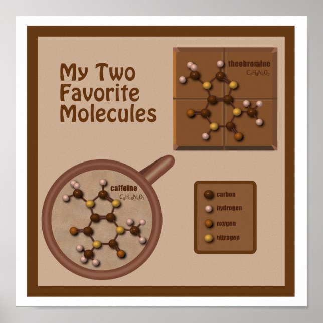 Coffee and Chocolate Molecules Poster (Front)