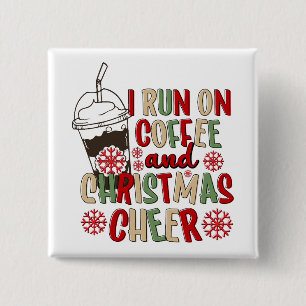 Coffee and Christmas Cheer Retro Groovy Christmas 2 Inch Square Button