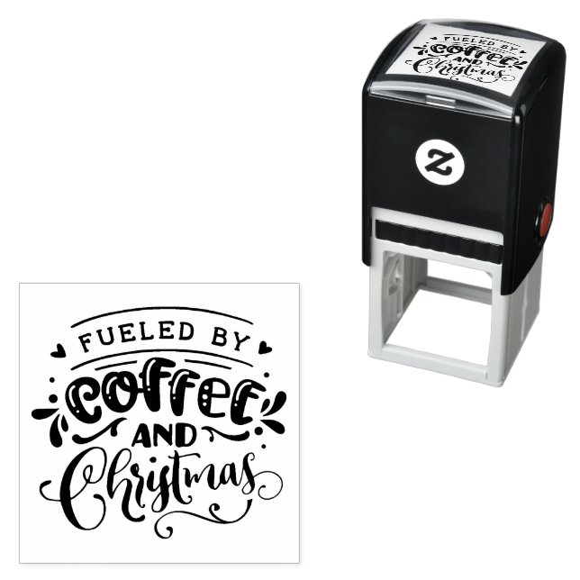 Coffee and Christmas Self Inking Rubber Stamp (In Situ)