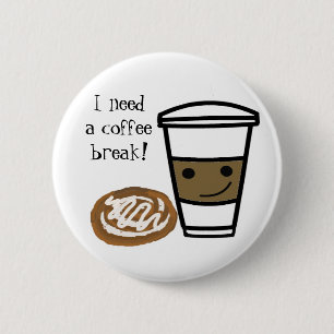 Coffee and Cinnamon Bun 2 Inch Round Button