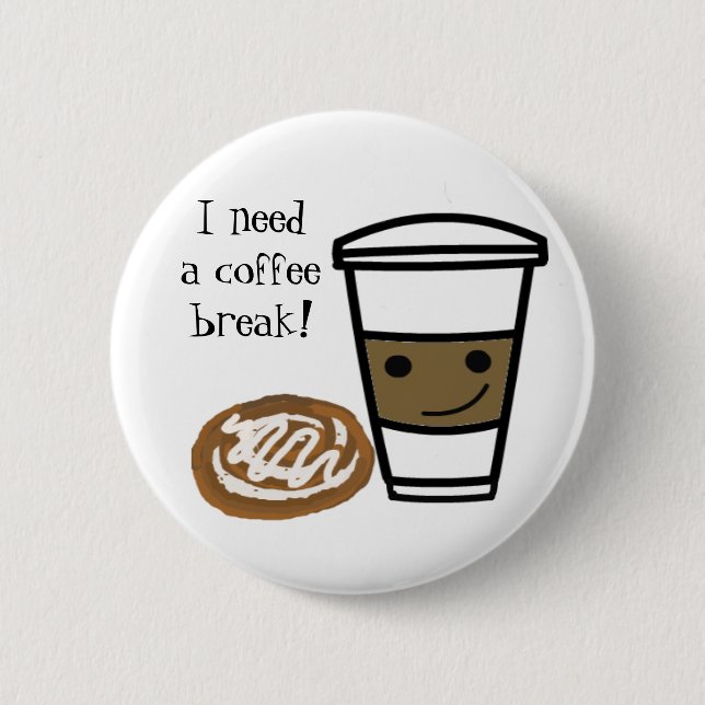 Coffee and Cinnamon Bun 2 Inch Round Button (Front)