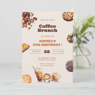Coffee and Cookies Brunch Any Age Birthday Invitation