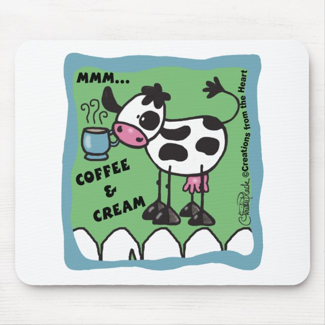 Coffee and Cream Cow Mouse Pad (Front)